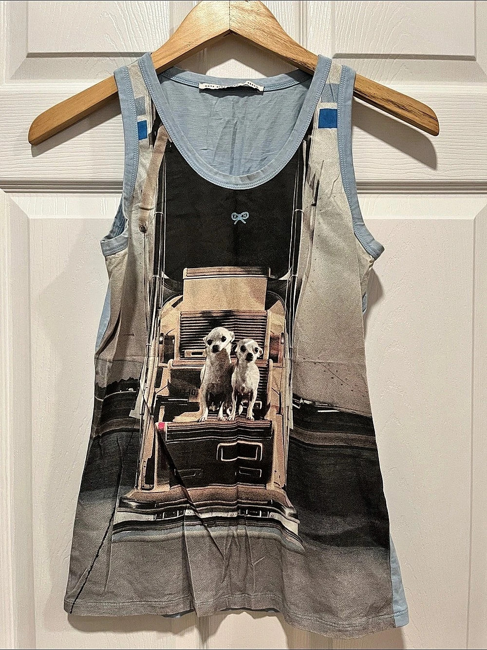 Anya Hindmarch Graphic Cotton Tank Top in Gray & Black